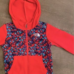 North Face - Glacier Fleece Full-zip Hoodie - 3T Girls - Red/Blue/Black